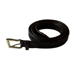 Men's Brown Braided Weave Leather Belt EUC Office Business casual